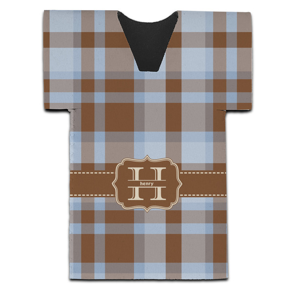 Custom Two Color Plaid Jersey Bottle Cooler (Personalized)