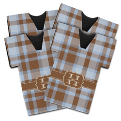 Two Color Plaid Jersey Bottle Cooler - Set of 4 (Personalized)