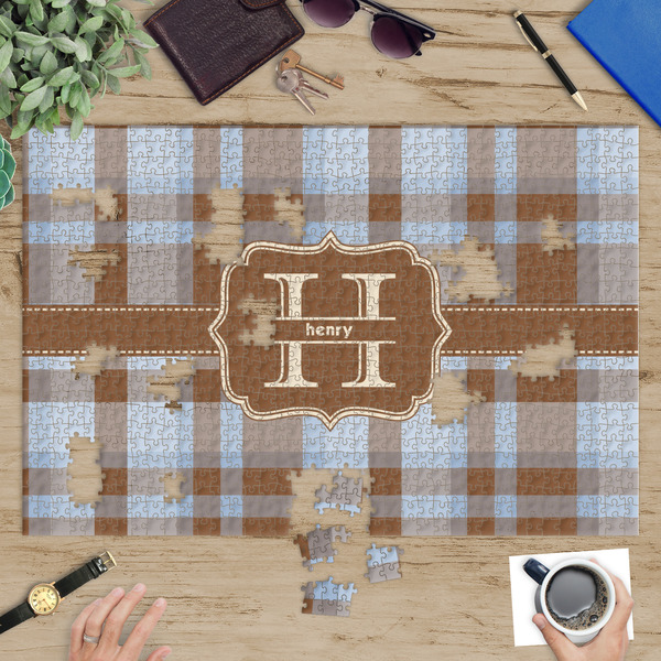 Two Color Plaid Jigsaw Puzzle 1014 Piece - In Context