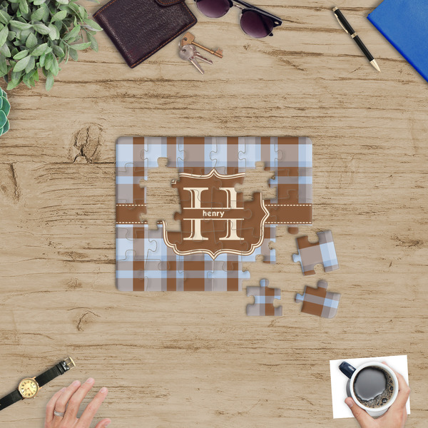 Two Color Plaid Jigsaw Puzzle 30 Piece - In Context