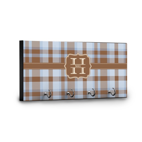 Two Color Plaid Key Hanger - Front View with Hooks