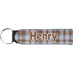 Two Color Plaid Neoprene Keychain Fob (Personalized)