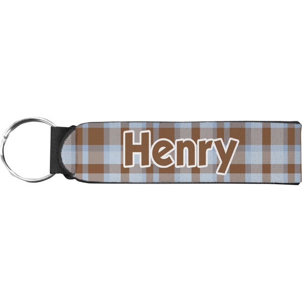 Custom Two Color Plaid Neoprene Keychain Fob (Personalized)