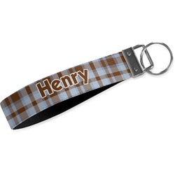 Two Color Plaid Webbing Keychain Fob - Small (Personalized)