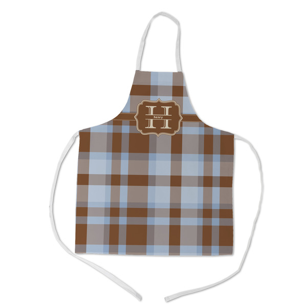 Custom Two Color Plaid Kid's Apron w/ Name and Initial
