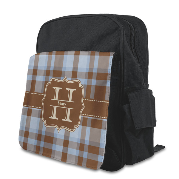 Custom Two Color Plaid Preschool Backpack (Personalized)