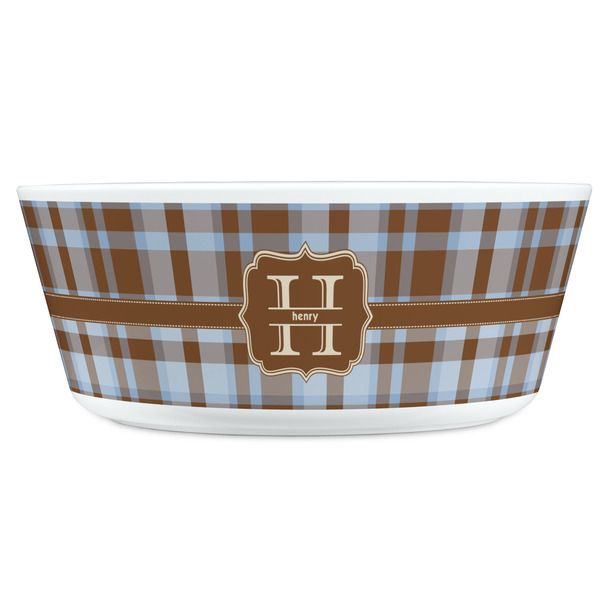 Two Color Plaid Kids Bowls - FRONT