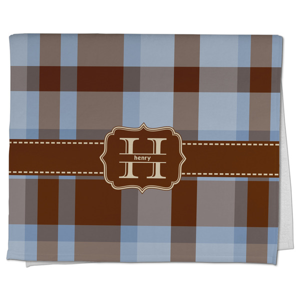 Custom Two Color Plaid Kitchen Towel - Poly Cotton w/ Name and Initial