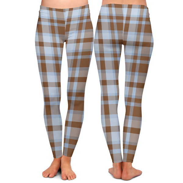 Two Color Plaid Ladies Leggings - Front and Back