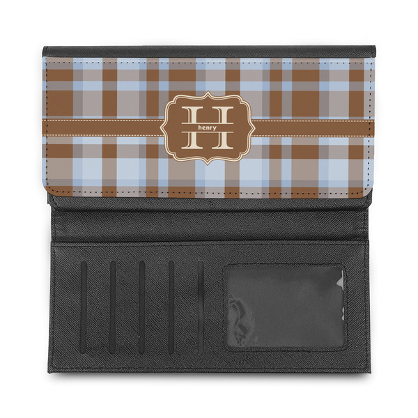 Two Color Plaid Ladies Wallet - Half Way Open