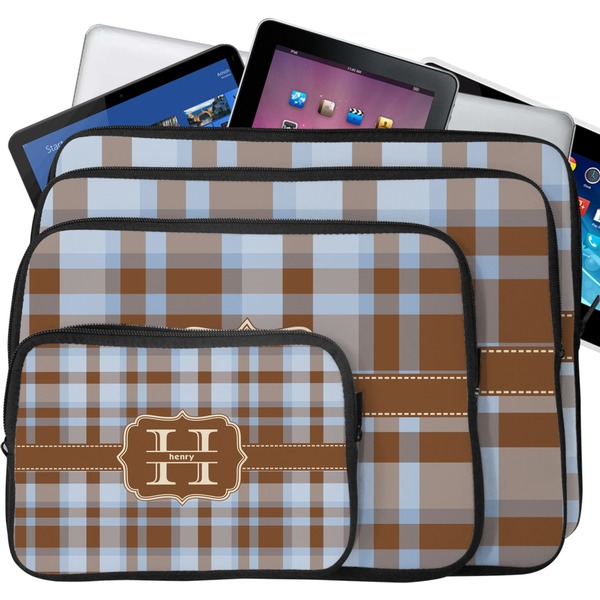 Two Color Plaid Laptop Case Sizes