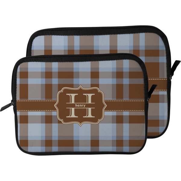 Two Color Plaid Laptop Sleeve (Size Comparison)