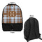 Two Color Plaid Large Backpack - Black - Front & Back View