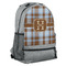 Two Color Plaid Large Backpack - Gray - Angled View