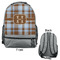 Two Color Plaid Large Backpack - Gray - Front & Back View