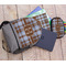 Two Color Plaid Large Backpack - Gray - With Stuff