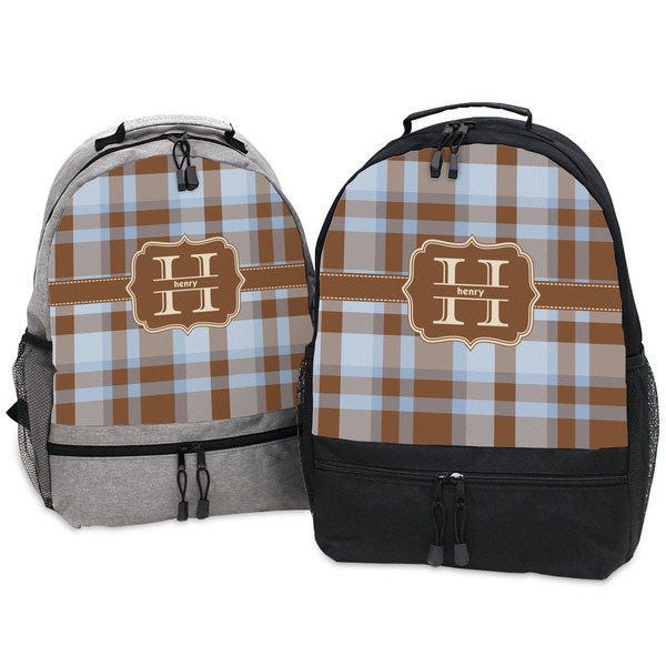 Two Color Plaid Large Backpacks - Both