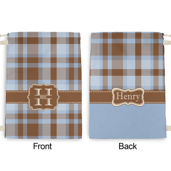 Two Color Plaid Large Laundry Bag - Front & Back View
