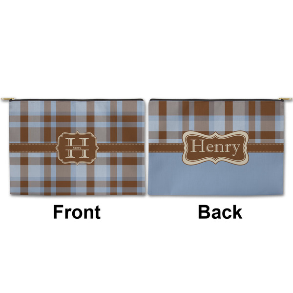 Two Color Plaid Large Zipper Pouch Approval (Front and Back)