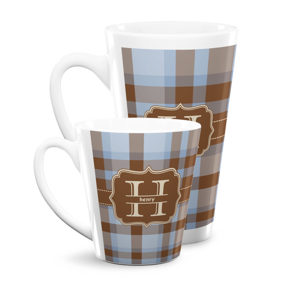 Two Color Plaid Latte Mugs Main