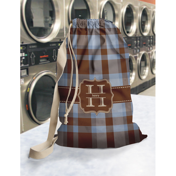 Two Color Plaid Laundry Bag in Laundromat