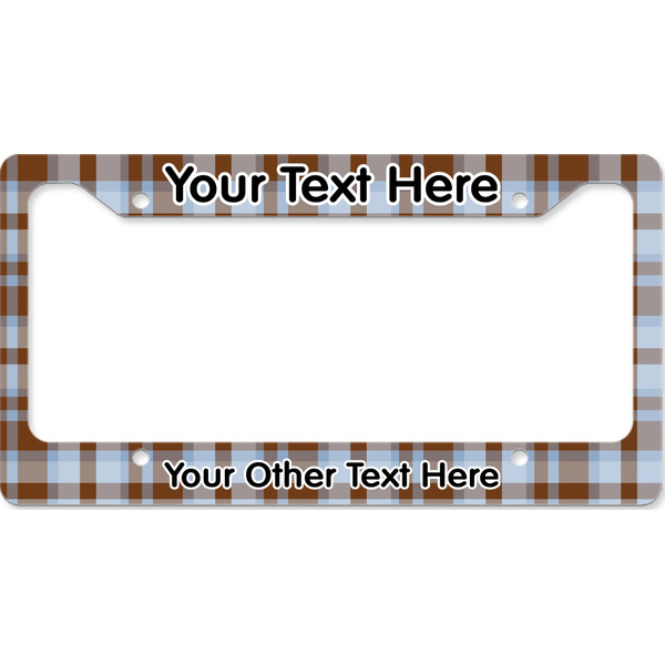 Custom Two Color Plaid License Plate Frame - Style B (Personalized)