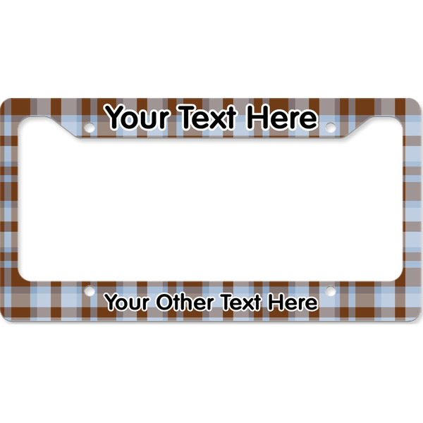 Custom Two Color Plaid License Plate Frame - Style B (Personalized)