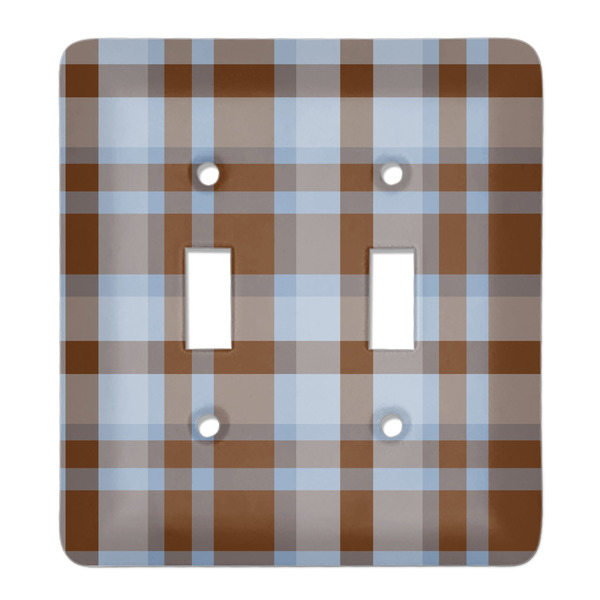 Custom Two Color Plaid Light Switch Cover (2 Toggle Plate)