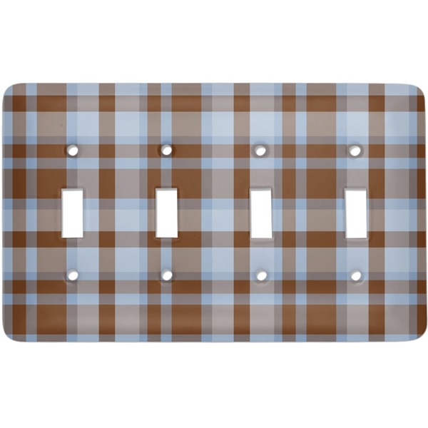 Custom Two Color Plaid Light Switch Cover (4 Toggle Plate)