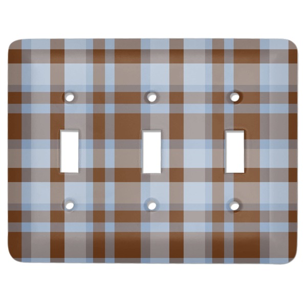 Custom Two Color Plaid Light Switch Cover (3 Toggle Plate)