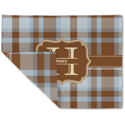 Two Color Plaid Double-Sided Linen Placemat - Single w/ Name and Initial
