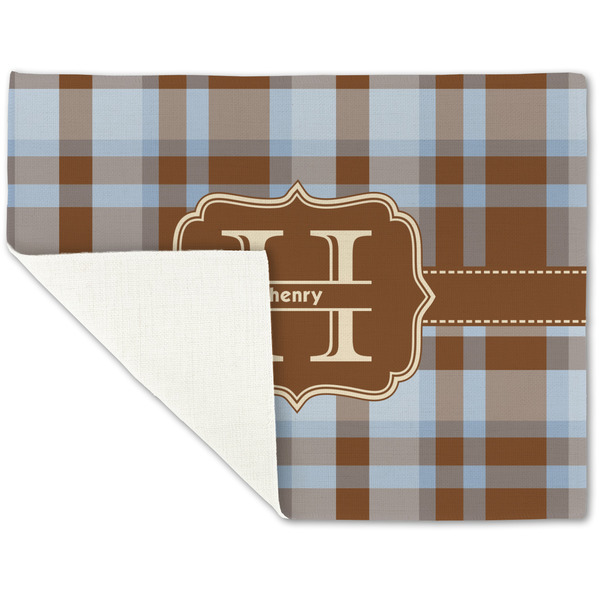 Two Color Plaid Linen Placemat - Folded Corner (single side)