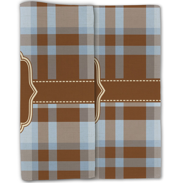 Two Color Plaid Linen Placemat - Folded Half (double sided)