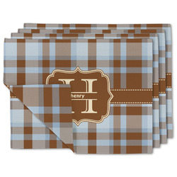 Two Color Plaid Linen Placemat w/ Name and Initial