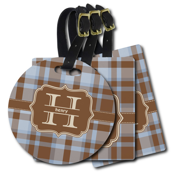 Custom Two Color Plaid Plastic Luggage Tag (Personalized)