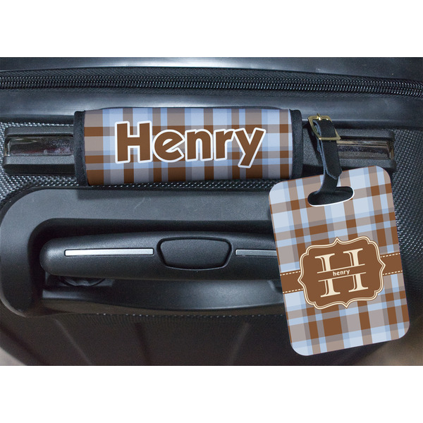 Two Color Plaid Luggage Wrap & Tag