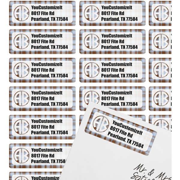 Two Color Plaid Mailing Label on Envelope - Multiple Labels