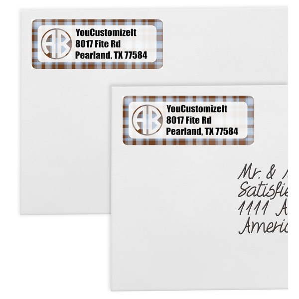 Two Color Plaid Mailing Labels - Double Stack Close Up