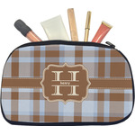 Two Color Plaid Makeup / Cosmetic Bag - Medium (Personalized)