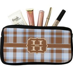 Two Color Plaid Makeup / Cosmetic Bag - Small (Personalized)