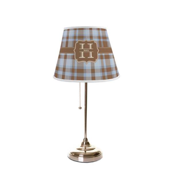 Two Color Plaid Poly Film Empire Lampshade - On Stand