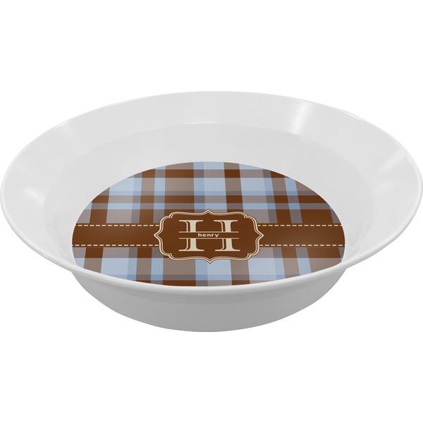Custom Two Color Plaid Melamine Bowl (Personalized)