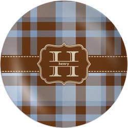 Two Color Plaid Melamine Salad Plate - 8" (Personalized)