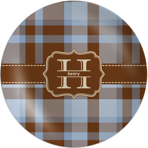 Custom Two Color Plaid Melamine Salad Plate - 8" (Personalized)