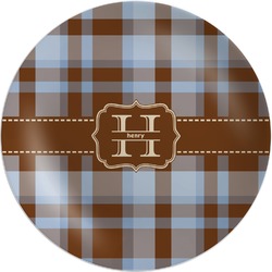 Two Color Plaid Melamine Plate (Personalized)