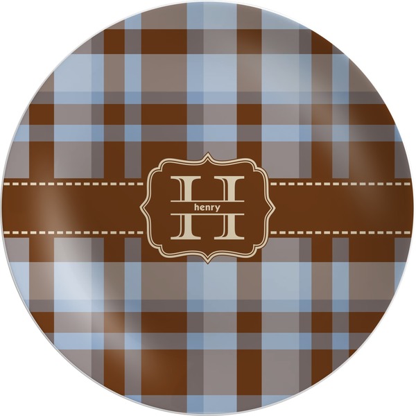 Custom Two Color Plaid Melamine Plate (Personalized)
