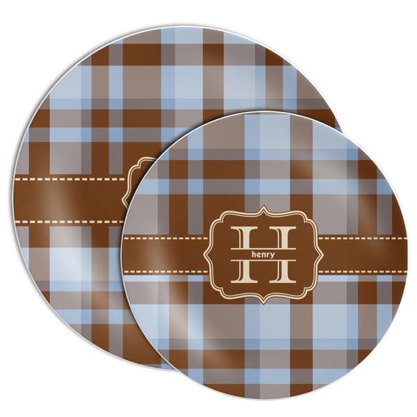 Two Color Plaid Melamine Plates - PARENT/MAIN