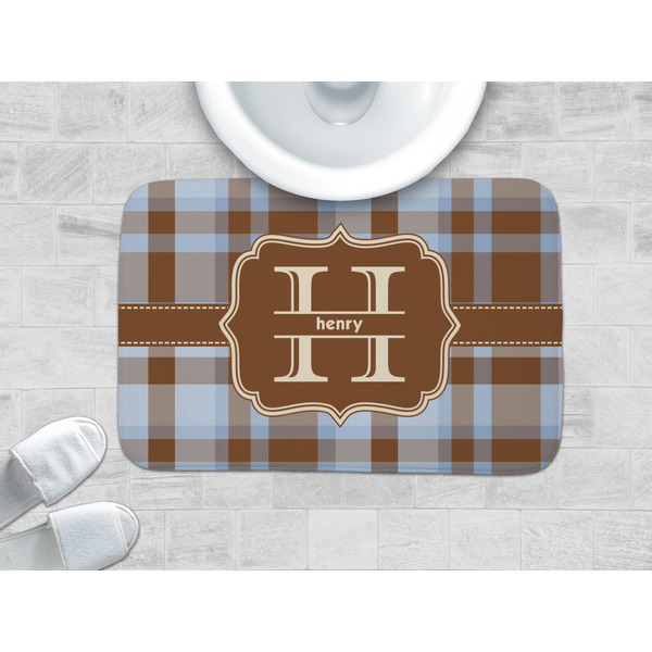 Two Color Plaid Memory Foam Bath Mat - LIFESTYLE 34x21