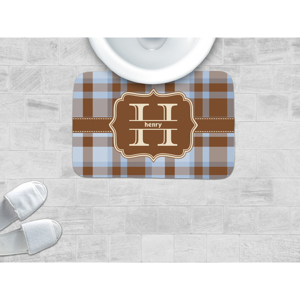 Two Color Plaid Memory Foam Bath Mat - LIFESTYLE