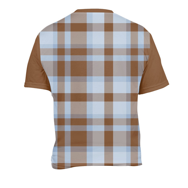 Two Color Plaid Men's Crew Neck T Shirt Medium - Back